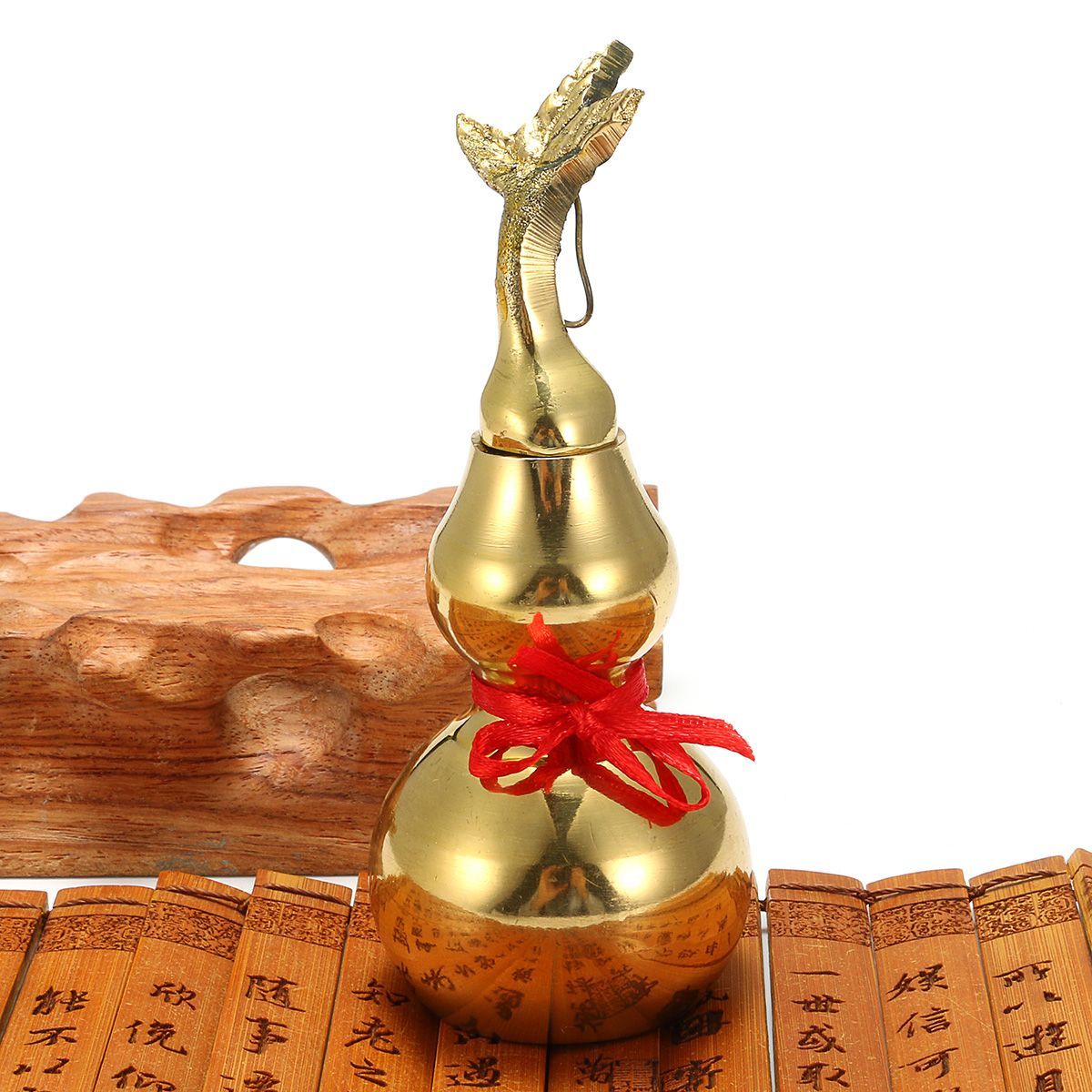 Gold-Brass-Feng-Sui-Gourd-with-Red-Ribbon-Good-Luck-Collection-Decorations-1304581