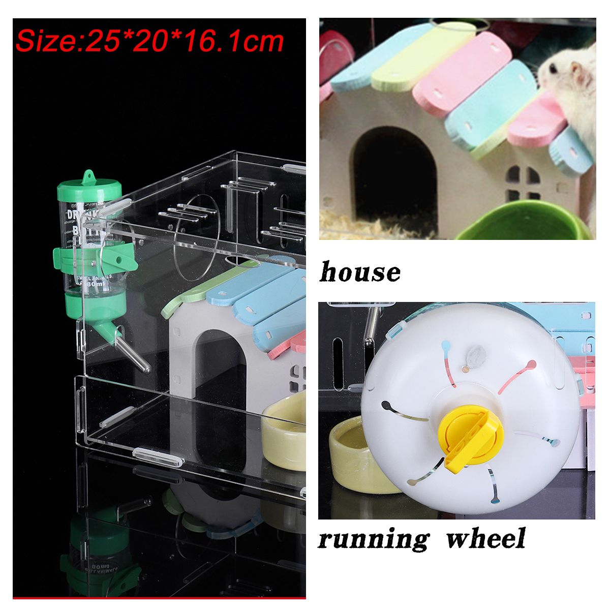 Hamster-Acrylic-Cage-Clear-1-Layer-Mice-Mouse-Castle-Rat-House-Toy-Pet-Bed-Kids-Gift-1532846