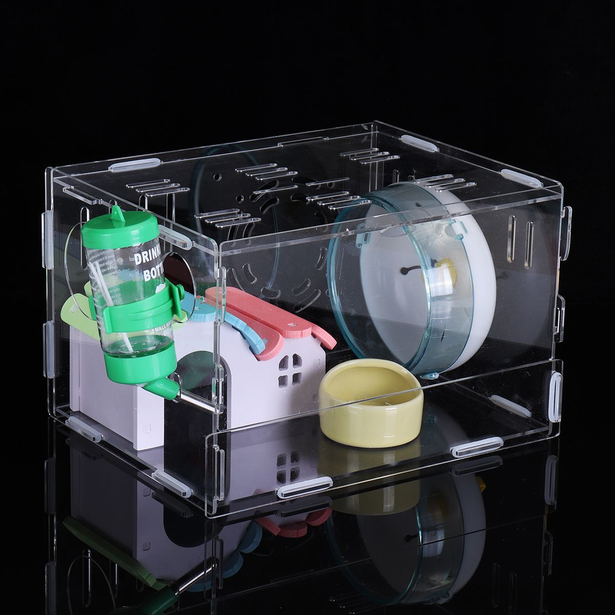 Hamster-Acrylic-Cage-Clear-1-Layer-Mice-Mouse-Gerbil-Castle-Rat-House-Toy-Pet-Bed-1532843