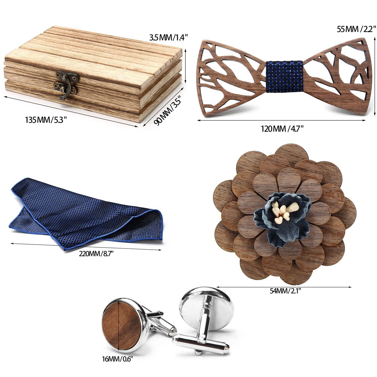 Handkerchief-Cufflinks-Set-Wooden-Bow-Tie-Bowknots-for-Wedding-Pocket-Square-Hanky-Cravat-Decor-Supp-1478848