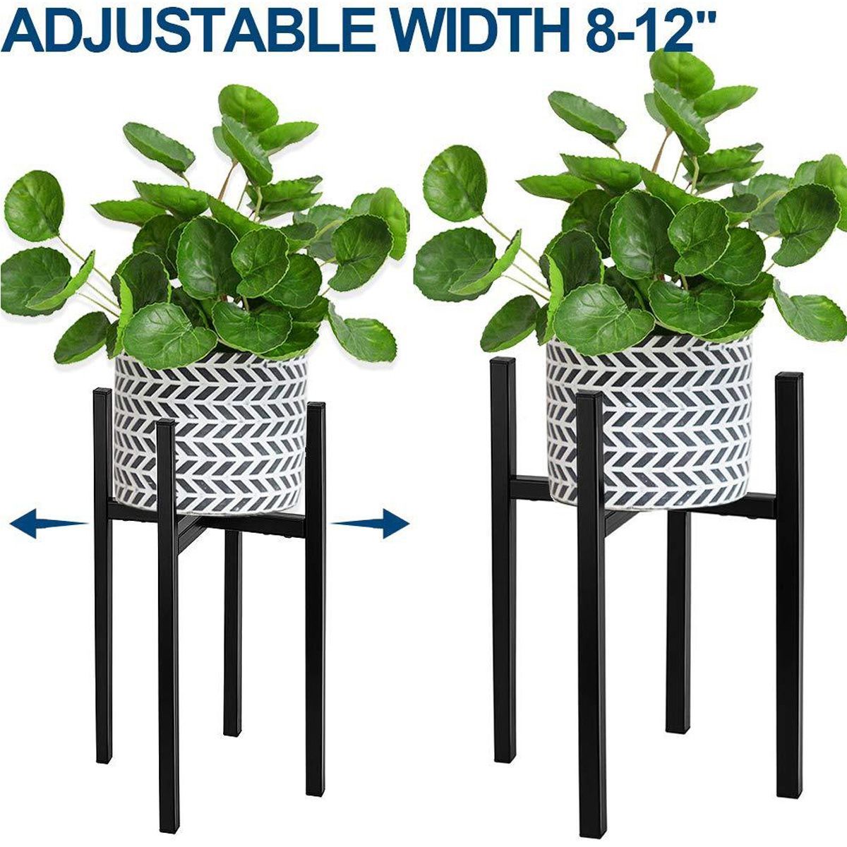Large-Black-Metal-House-Plant-Flower-Pot-Adjustable-Plant--Stand-Planter-Holder-1694370