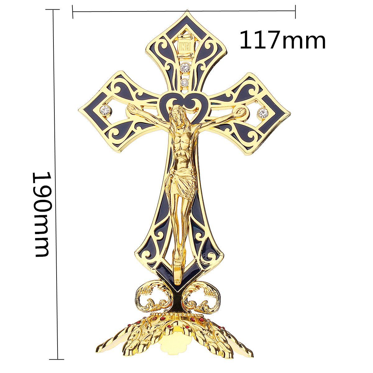 Metal-Alloy-Jesus-Christ-Cross-Golden-Arrangement-Vintage-Statue-Table-Decor-Box-Decorations-1496103