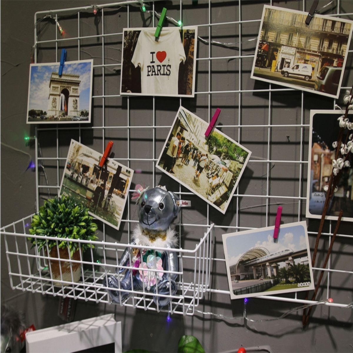 Multi-Function-Metal-Mesh-Grid-Panel-Decorations-Photo-Wall-Holder-Art-Display-1291174