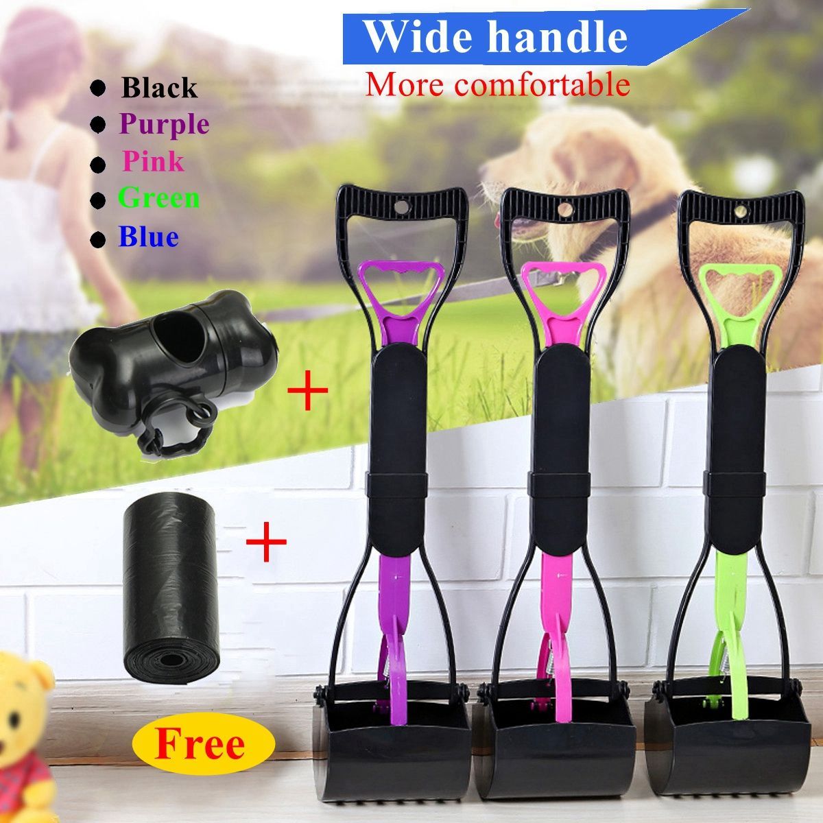 Pet-Dog-Cat-Waste-Pick-Up-Pooper-Scooper-Long-Handle-Poop-Scoop-Poo-Grabber-Picker-Shovel--Bag-1572029