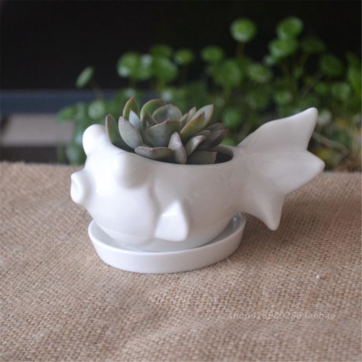 Rabbit-Ceramic-Flower-Pot-Planter-Outdoor-Indoor-Decoration-with-Round-Tray-1454876