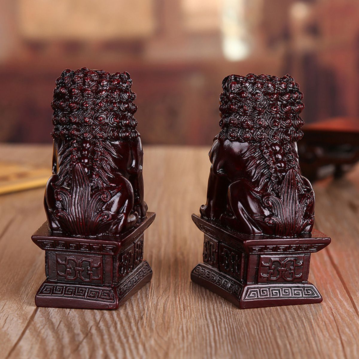 Red-Chinese-Resin-Carving-Fengshui-Lion-Fu-Foo-Dog-Guardion-Beast-Statue-Home-Decorations-1438329