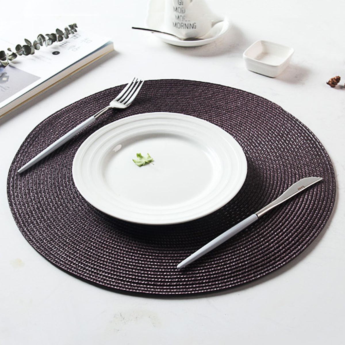 Round-Jacquard-Woven-Non-Slip-Placemats-Kitchen-Dining-Table-Mat-Heat-Resistant-6-Colors-1223789