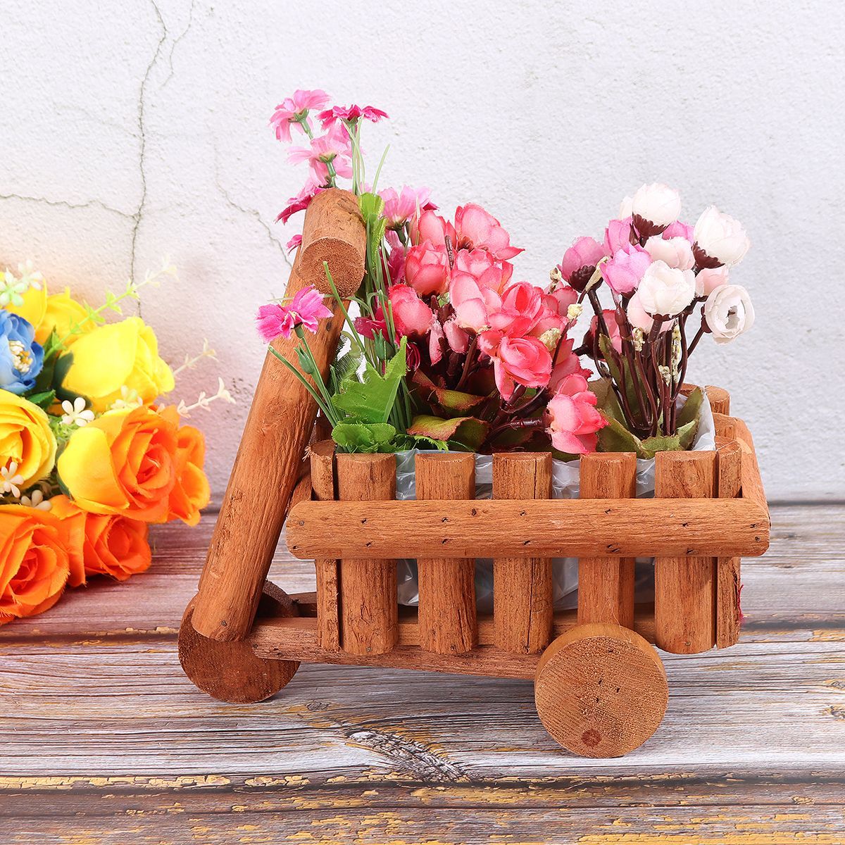 Small-Cart-Flower-Pot-Wooden-Wheelbarrow-Planter-Succulent-Container-Ornament-1727273