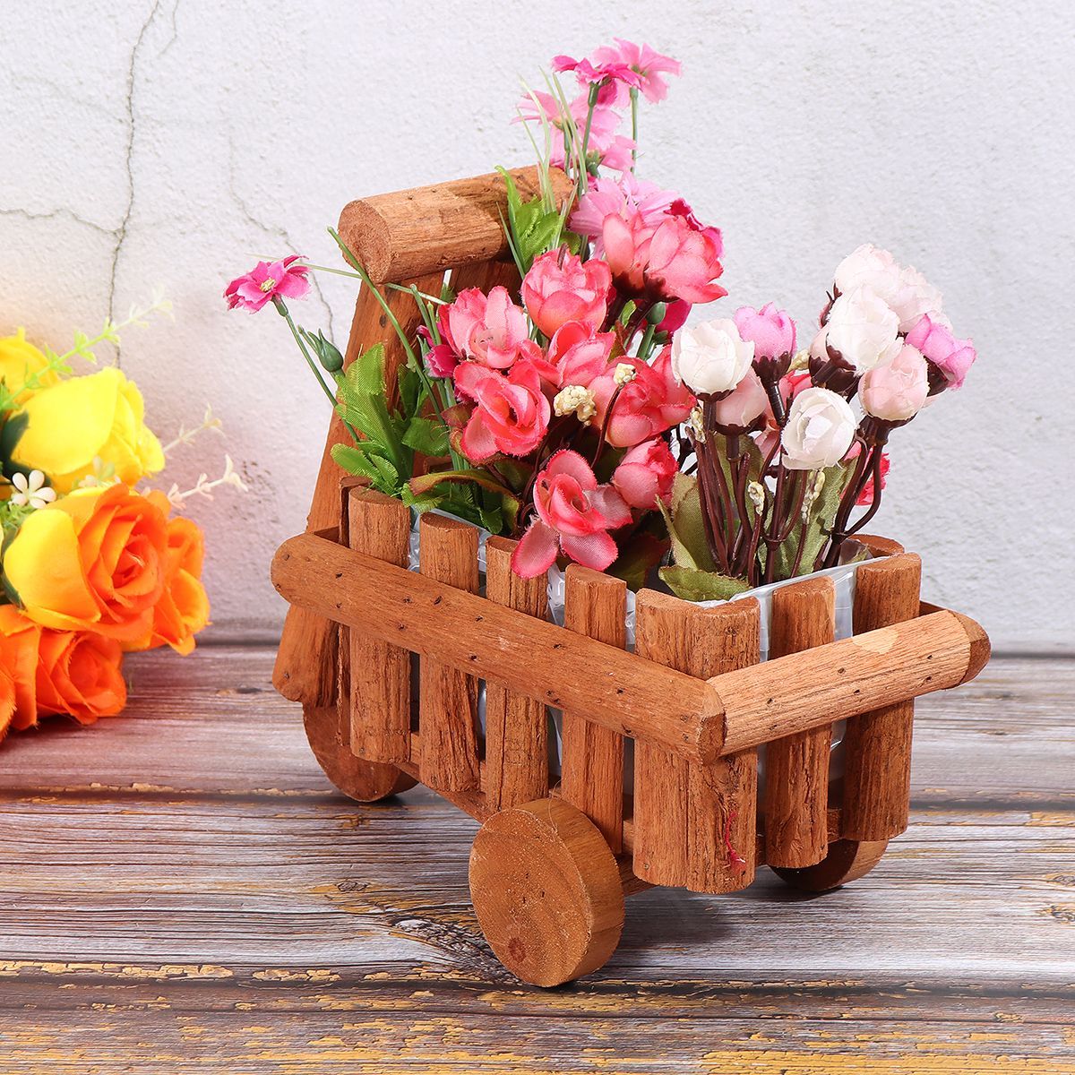 Small-Cart-Flower-Pot-Wooden-Wheelbarrow-Planter-Succulent-Container-Ornament-1727273