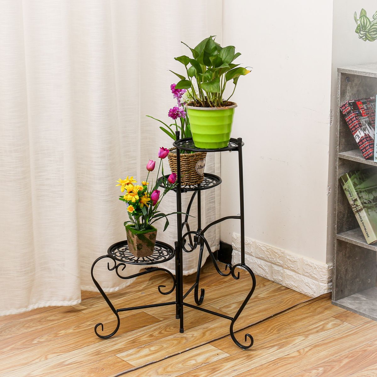 UK-Metal-Flower-Stand-Plant-Pot-Holder-Space-Saving-Decorative-Display-Shelf-DIY-1682478