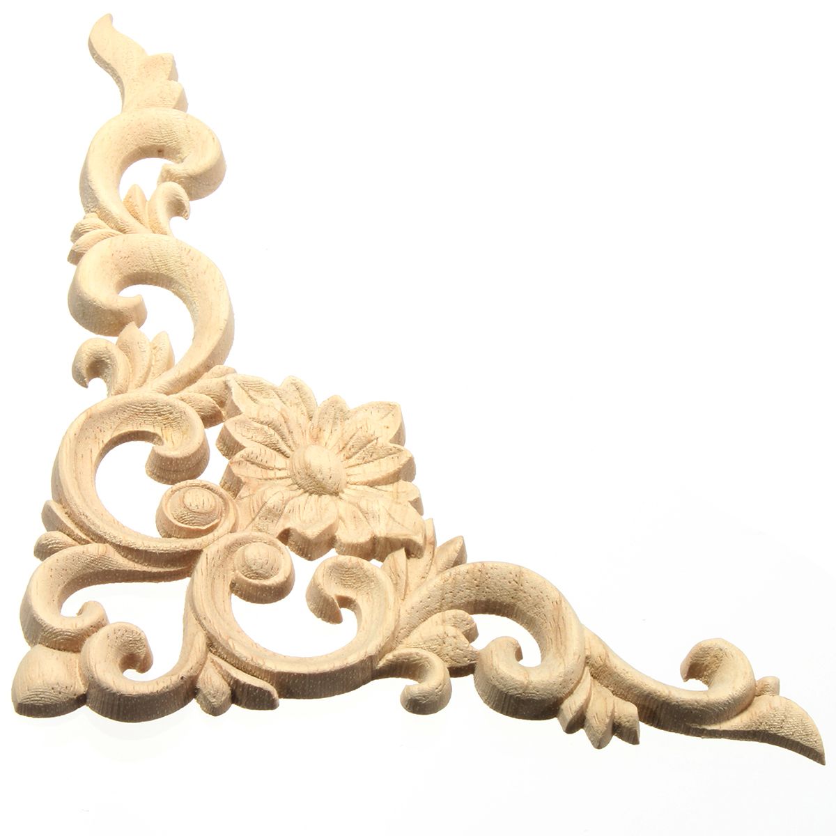 Wood-Applique-Oak-Carving-Corner-Furniture-Frame-Onlay-Unpainted-Decor-20x15cm-1258114