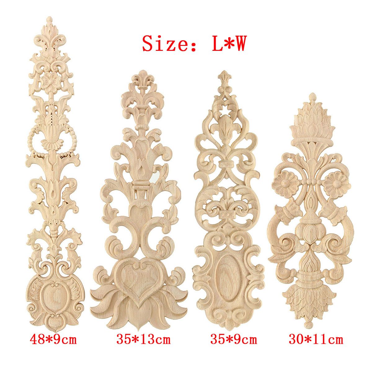 Wood-Carving-Applique-Unpainted-Flower-Applique-Door-Decoration-Onlay-Furniture-Cabinet-4-Patterns-1162726