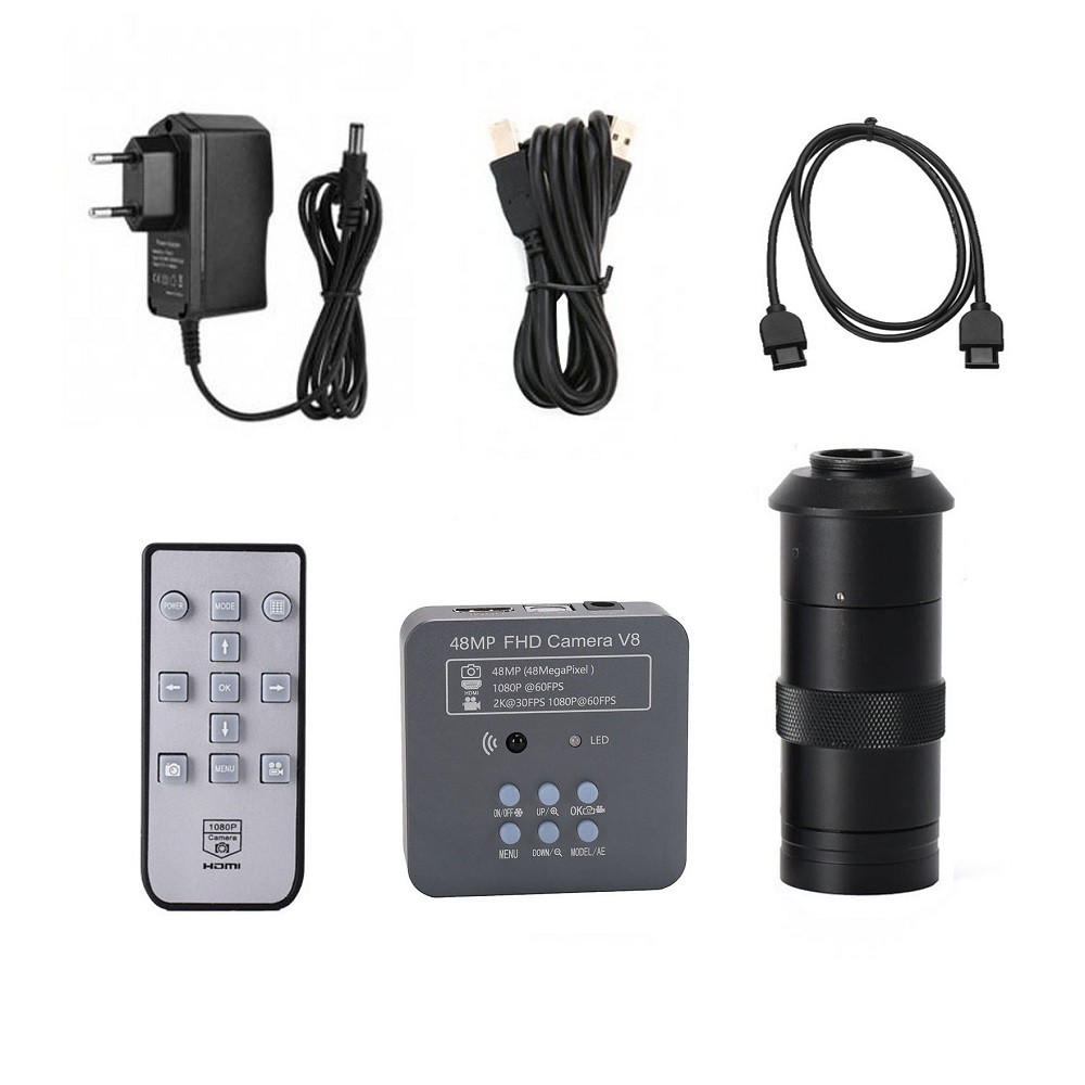 48MP-2K-Industrial-Microscope-Camera-HDMI-USB-Outputs-130X-C-mount-Lens-56-LED-Light--Boom-for-PCB-R-1722761