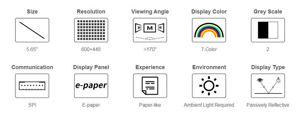 Wavesharereg-565-Inch-ACeP-7-Color-E-Paper-E-Ink-Raw-Display-600times448-Pixels-SPI-Paper-like-Modul-1774090