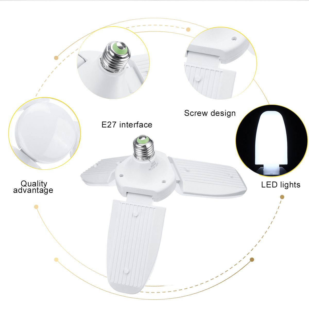 AC85-265V-35W45W-E27-Deformable-LED-Garage-Light-Foldable-Fan-Three-Blade-Ceiling-Workshop-Lamp-Bulb-1696862