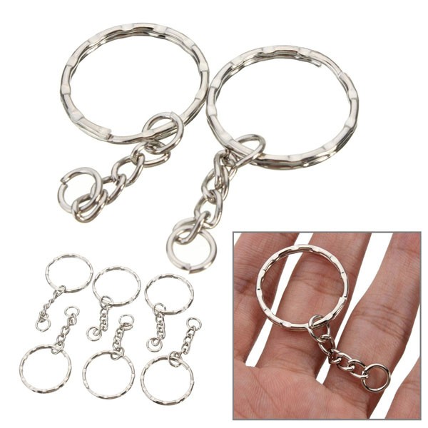 50Pcs-55mm-Keyring-Blanks-Silver-Tone-Keychain-Key-Fob-Split-Rings-4-Link-Chain-1009566