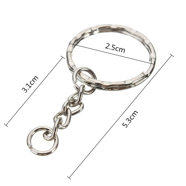 50Pcs-55mm-Keyring-Blanks-Silver-Tone-Keychain-Key-Fob-Split-Rings-4-Link-Chain-1009566