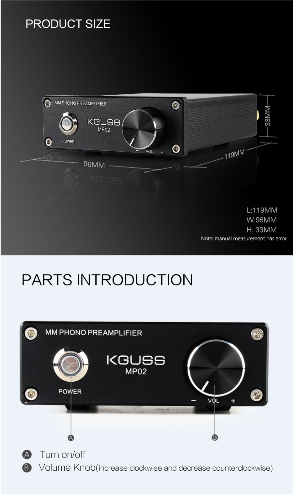 KGUSS-MP02-LP-Vinyl-Record-Turntable-Player-PHONO-Preamplifier-Amplifier-Support-RCA-GND-1606126