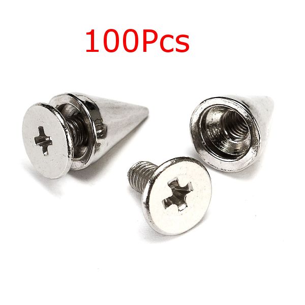 100PCS-DIY-Silver-Metal-Studs-Cone-Punk-Spikes-Spots-Rivet-107mm-1085251