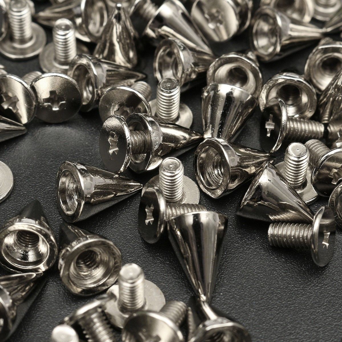 100Pcs-7x10mm-Metal-Silver-Studs-Rivet-Bullet-Spike-Cone-Screw-For-Leather-Craft-1106797