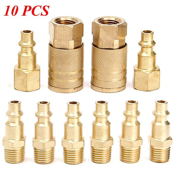 10Pcs-14inch-NPT-Brass-Coupler-Adapter-Quick-Disconnect-Hose-Fittings-1076483