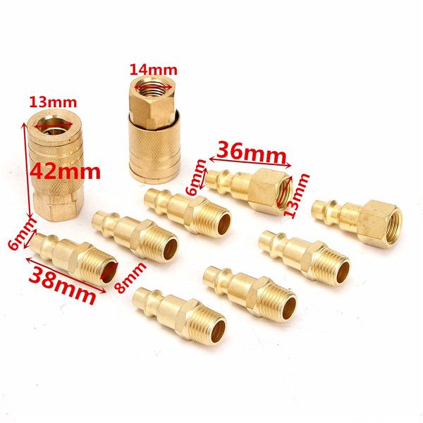 10Pcs-14inch-NPT-Brass-Coupler-Adapter-Quick-Disconnect-Hose-Fittings-1076483