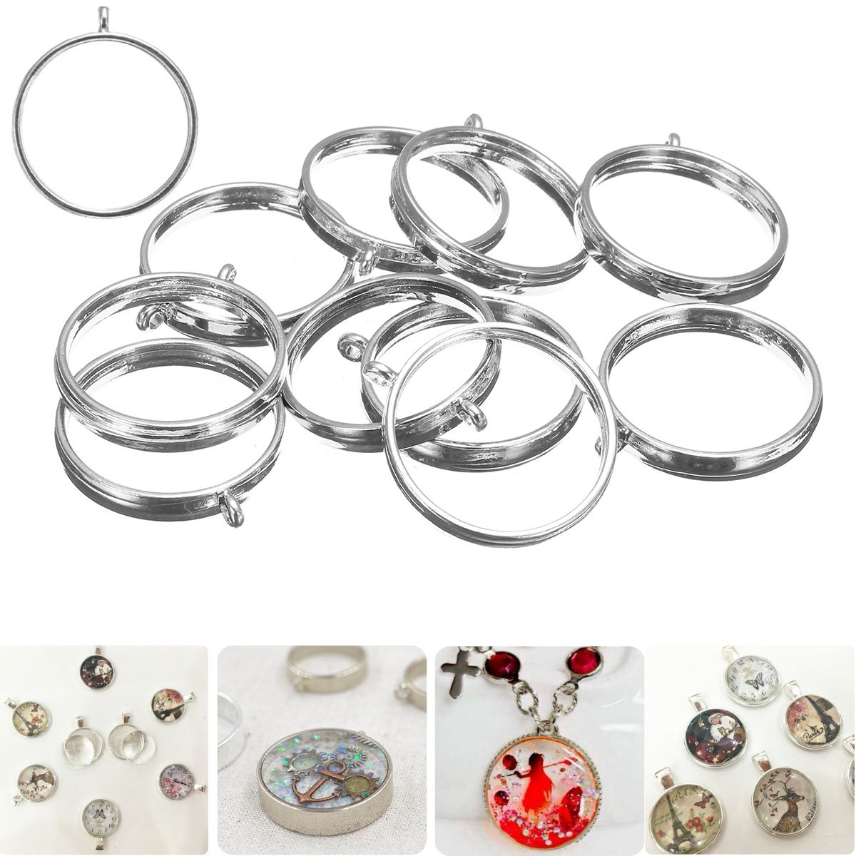 10Pcs-25mm-Silver-Pendant-Trays-Bezel-Cabochon-Setting-Jewelry-Blank-Round-Pendant-1214088