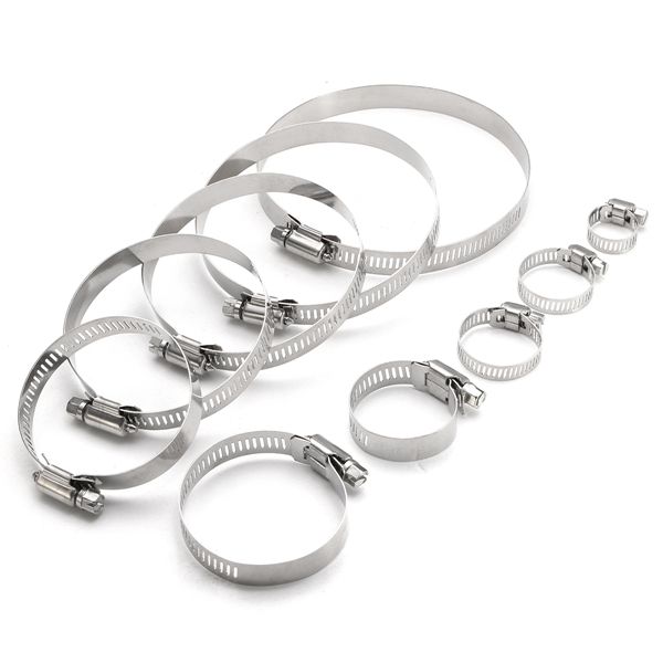 10Pcs-6mm-114mm-Stainless-Steel-Hose-Pipe-Clips-Clamps-Fasteners-Assorted-1123024