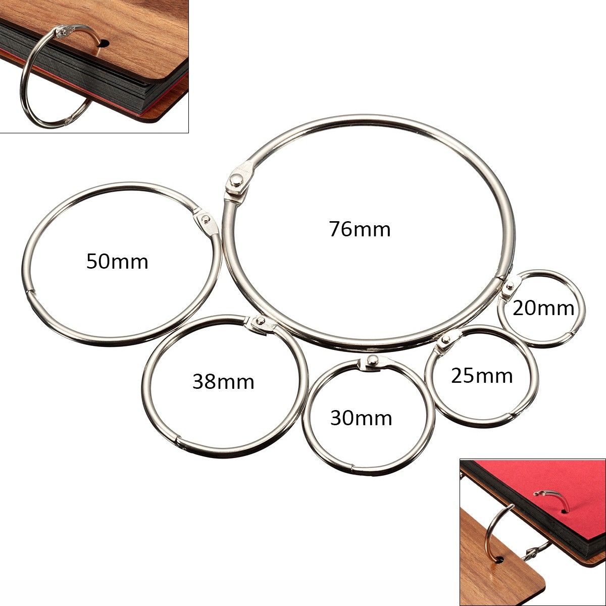 10Pcs-Book-Binder-Hinged-Rings-Metal-Loose-Leaf-Keychain-for-Album-Scrapbook-1136325