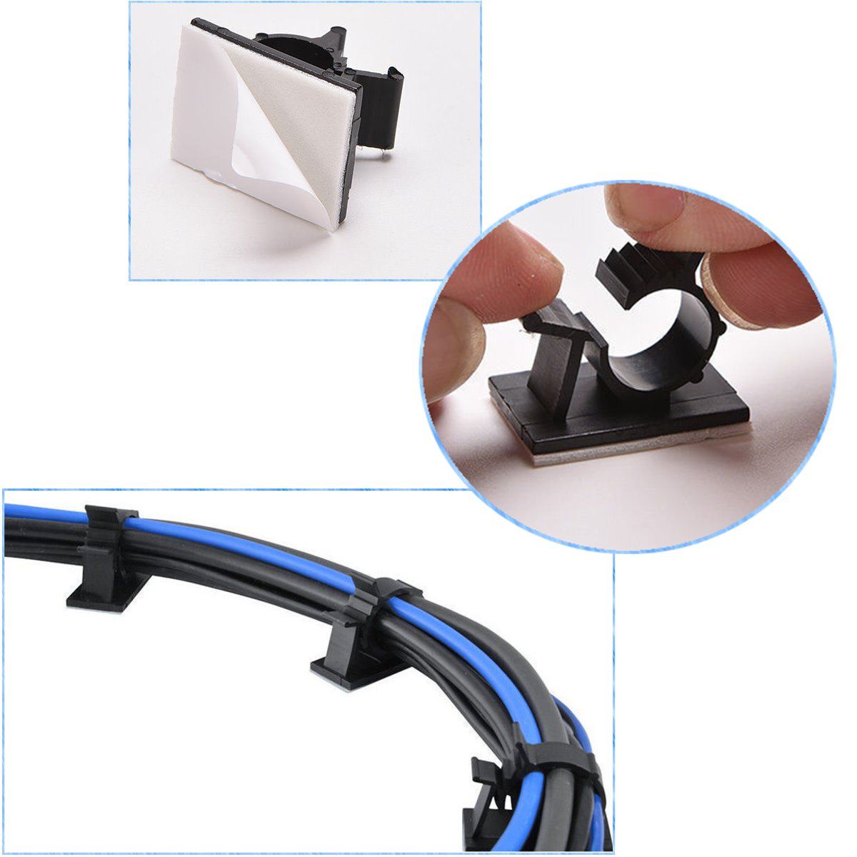 10Pcs-Cable-Cord-Fasteners-Holder-Adhesive-Black-Tie-Clips-Clamp-1122444