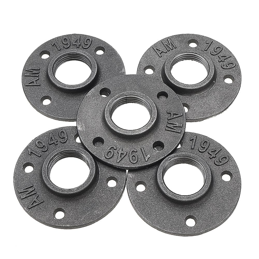 10PcsSet-12quot-34quot-1quot-Malleable-Cast-Iron-Floor-Flange-Plates-4-Holes-Black-Pipes-Fittings-In-1483973