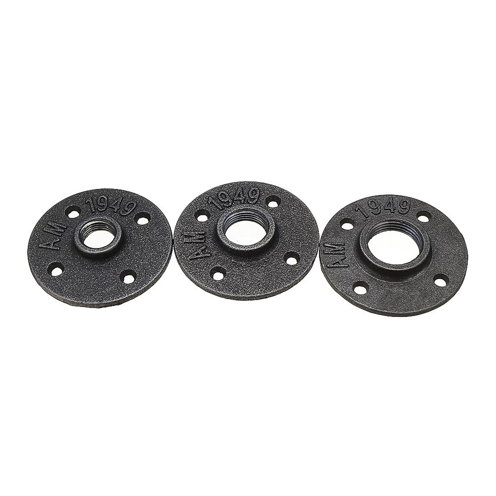 10PcsSet-12quot-34quot-1quot-Malleable-Cast-Iron-Floor-Flange-Plates-4-Holes-Black-Pipes-Fittings-In-1483973