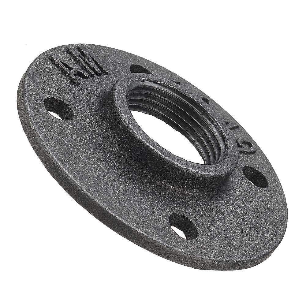 10PcsSet-12quot-34quot-1quot-Malleable-Cast-Iron-Floor-Flange-Plates-4-Holes-Black-Pipes-Fittings-In-1483973