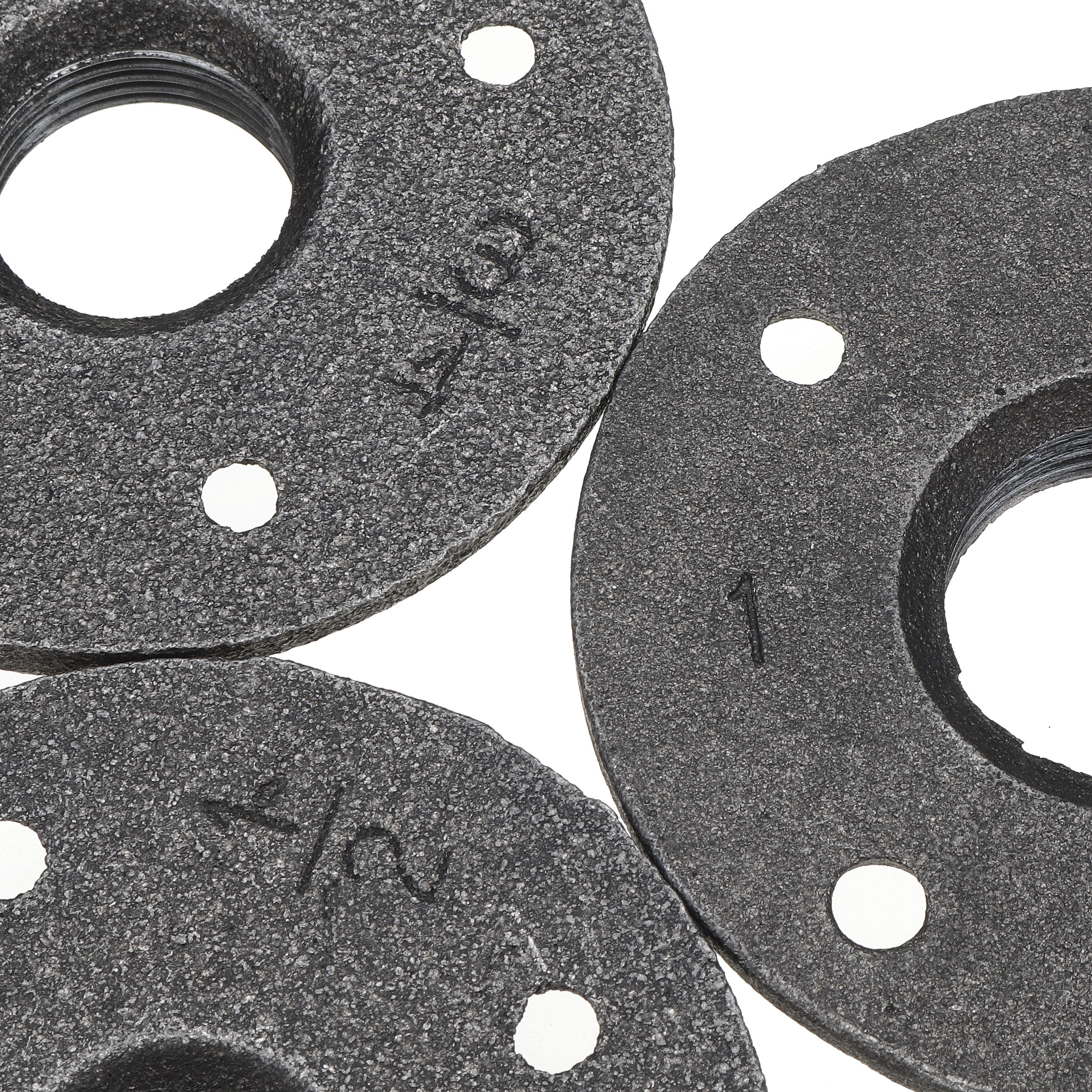 10PcsSet-12quot-34quot-1quot-Malleable-Cast-Iron-Floor-Flange-Plates-4-Holes-Black-Pipes-Fittings-In-1483973