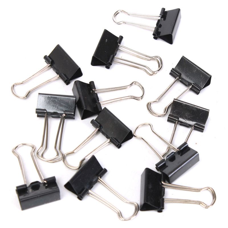 12PCS-19mm-Metal-Black-Binder-Spring-Clips-Paper-Filing-Grip-Clamps-1051705