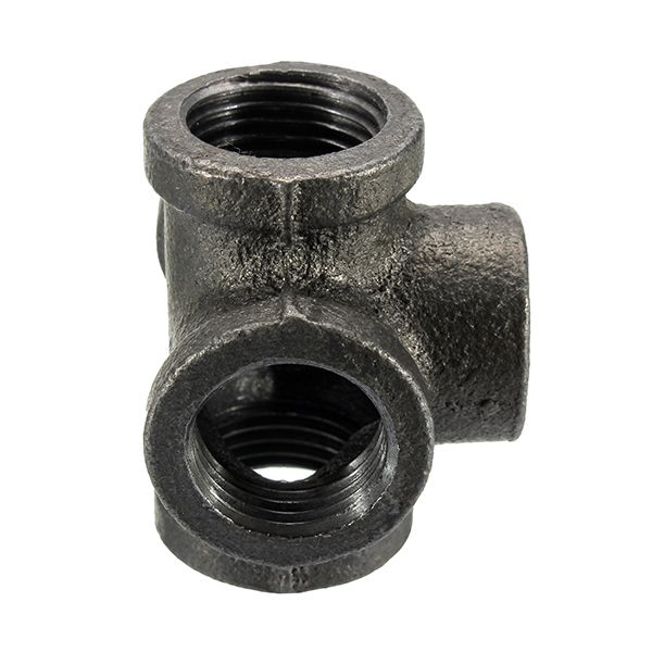 12quot-34quot-1quot-5-Way-Pipe-Fitting-Malleable-Iron-Black-Outlet-Cross-Female-Tube-Connector-1141296