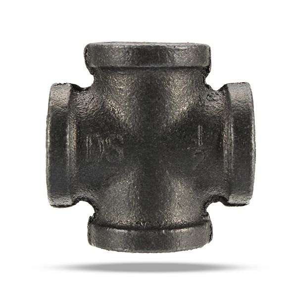 12quot-34quot-1quot-5-Way-Pipe-Fitting-Malleable-Iron-Black-Outlet-Cross-Female-Tube-Connector-1141296