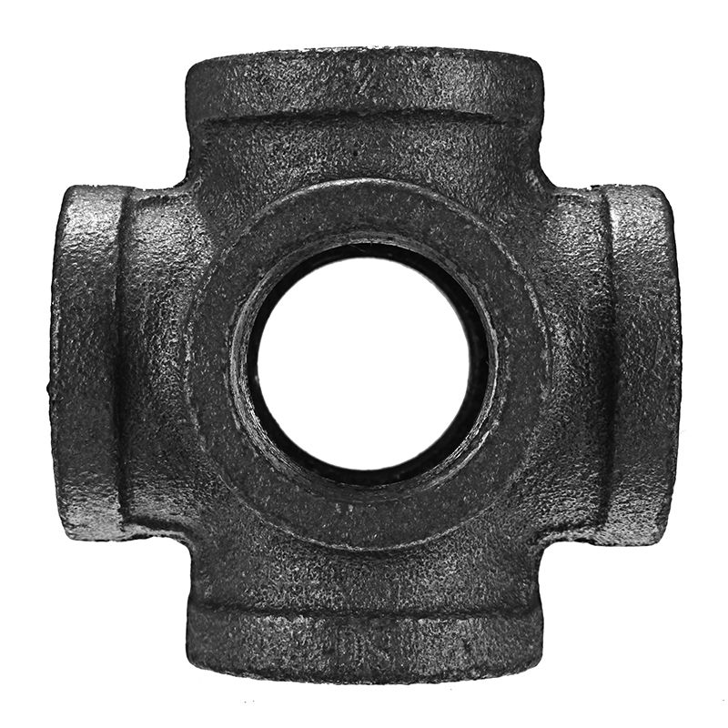 12quot-34quot-1quot-6-Way-Pipe-Fitting-Malleable-Iron-Black-Double-Outlet-Cross-Female-Tube-Connecto-1274170