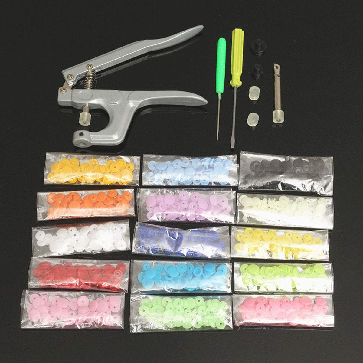 150PcsSet-Plastic-Resin-T5-Fastener-Snap-Kam-Buttons-Pliers-Kit-DIY-Crafts-1097681