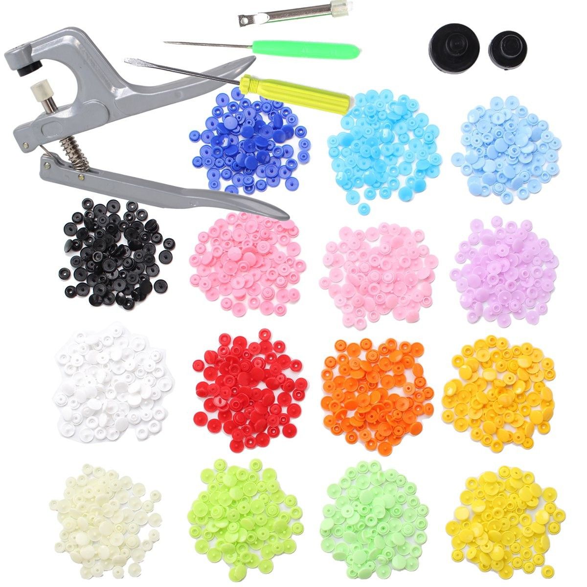 150PcsSet-Plastic-Resin-T5-Fastener-Snap-Kam-Buttons-Pliers-Kit-DIY-Crafts-1097681