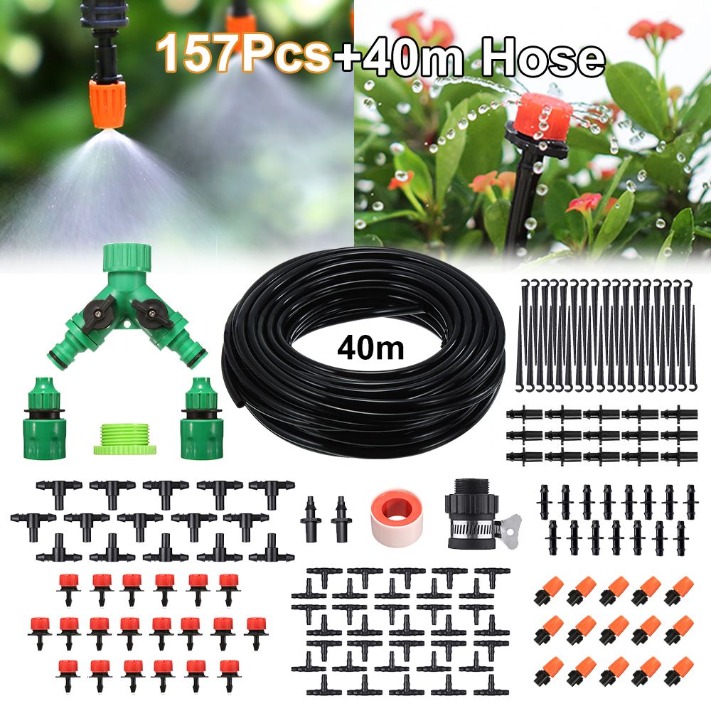 157Pcs-Micro-Drip-Irrigation-System-Plant-Self-Watering-Garden-40M-Hose-Kit-1304770