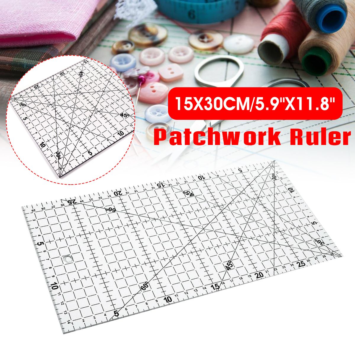 15x30cm-Acrylic-Patchwork-Ruler-Tailor-Craft-Quilting-Tools-Cutting-Transparent-1707056