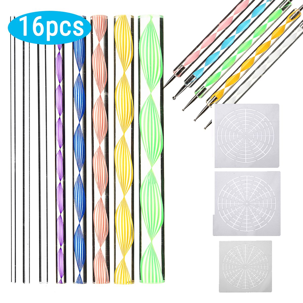 16Pcs-Mandala-Dotting-Tools-Rock-Painting-Kit-Dot-nail-Art-Pen-Paint-Stencil-1530927