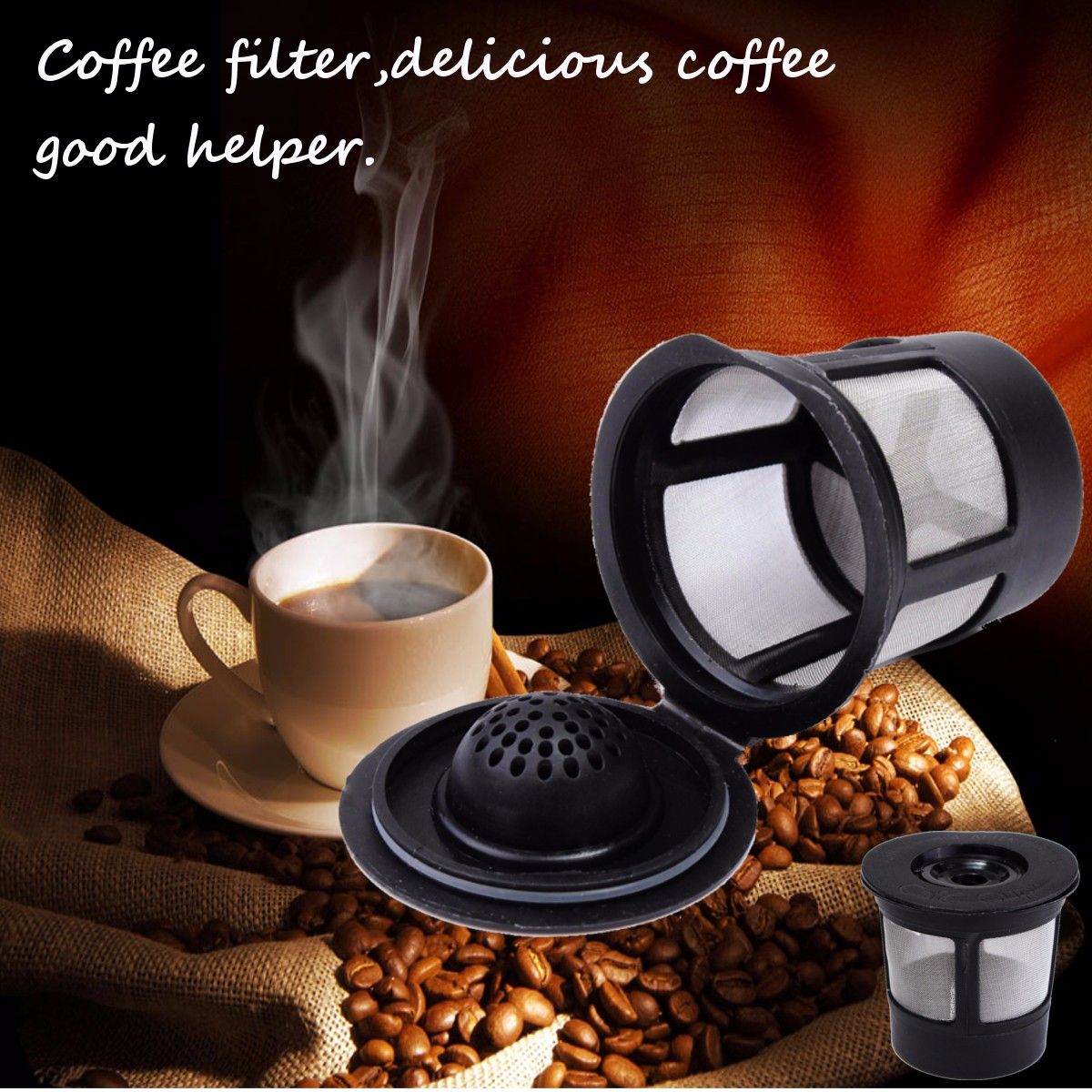 1Pcs-Stainless-Mesh-Black-Reusable-Single-Cup-Keurig-Solo-Filter-Pod-K-Cup-Coffee-1260130