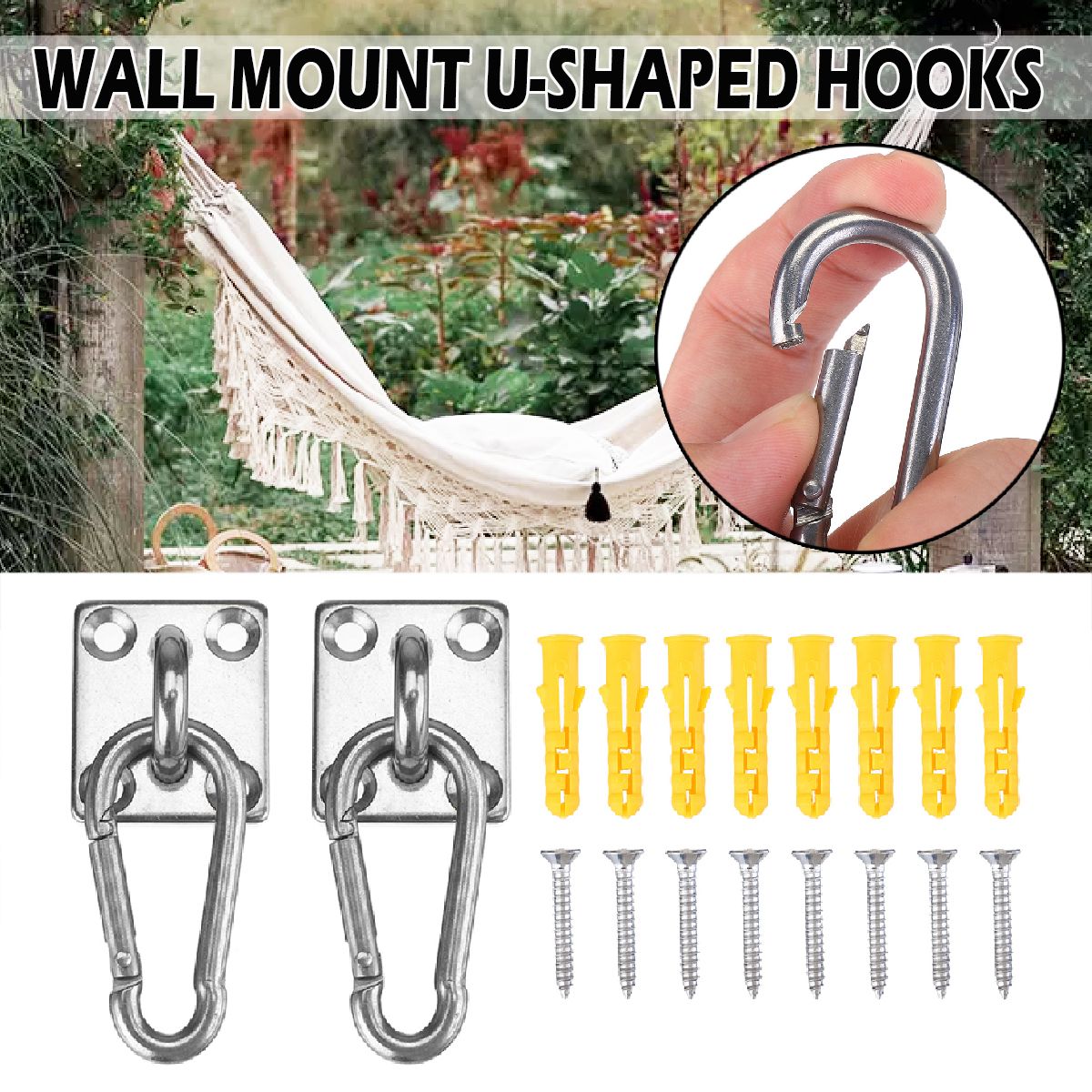 2-Sets-Of-Suspended-Ceiling-Wall-Mount-U-Shaped-Hooks-Stainless-Steel-Heavy-Duty-1689256