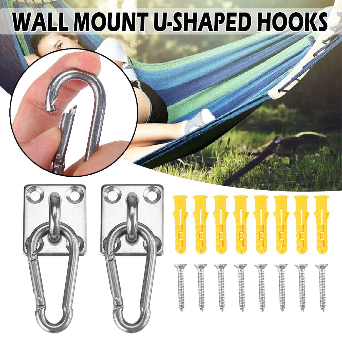 2-Sets-Of-Suspended-Ceiling-Wall-Mount-U-Shaped-Hooks-Stainless-Steel-Heavy-Duty-1689256