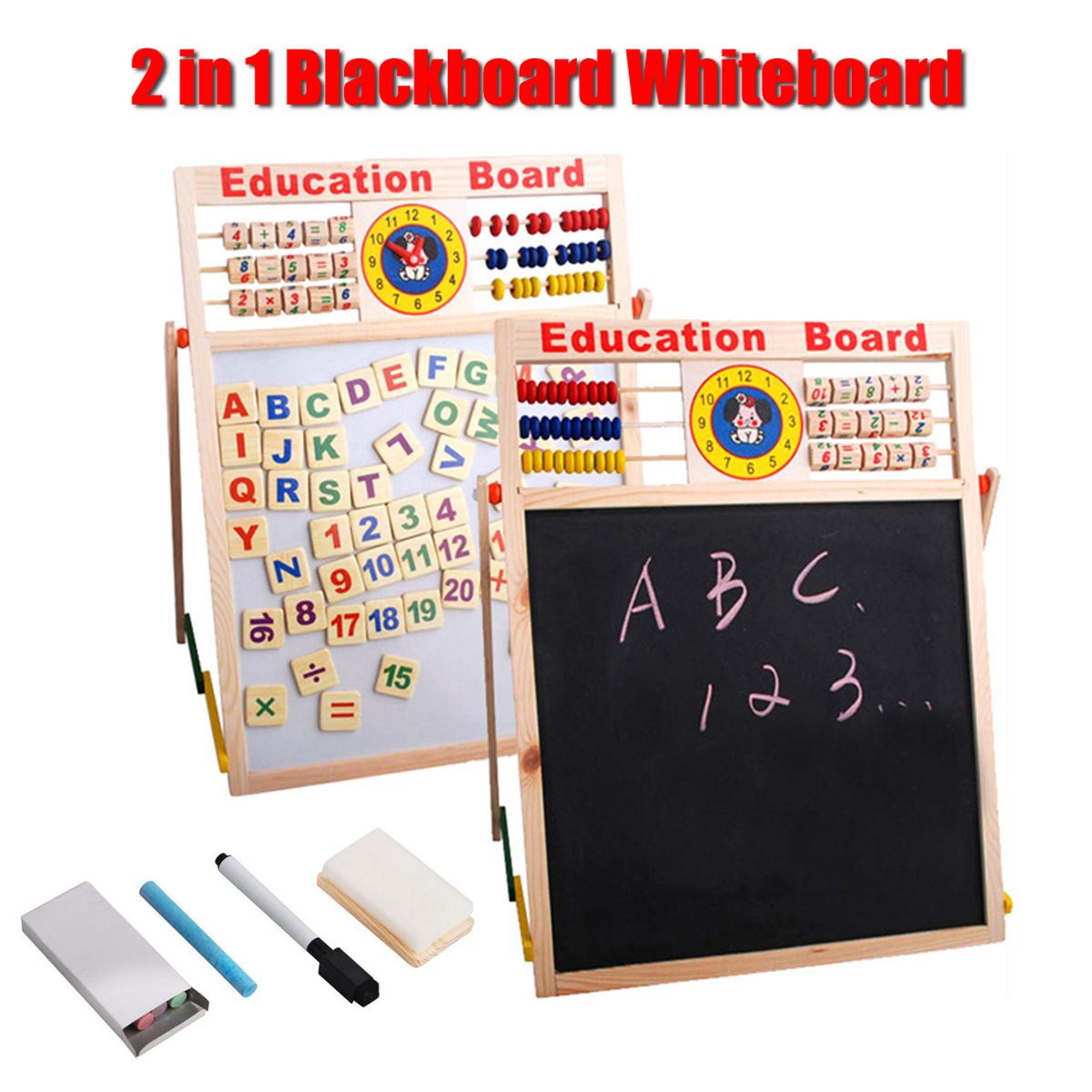 2-in1-Wooden-Blackboard-Whiteboard-Childrens-Drawing-Writing-Art-Chalk-Board-1443602