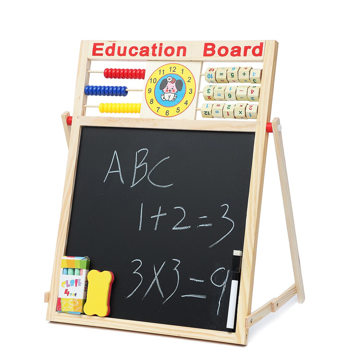 2-in1-Wooden-Blackboard-Whiteboard-Childrens-Drawing-Writing-Art-Chalk-Board-1443602