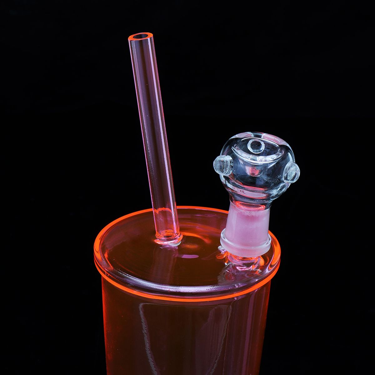 205mm807quot-Water-Glass-Pipe-Straw-Bottle-Glassware-Clear-Pink-1462096