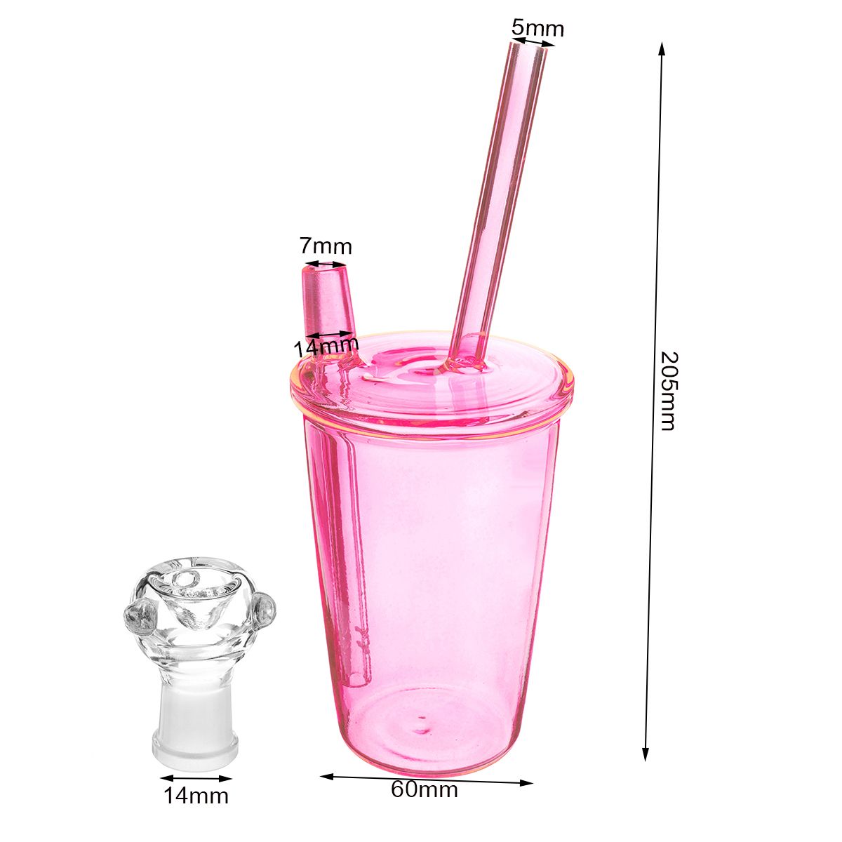 205mm807quot-Water-Glass-Pipe-Straw-Bottle-Glassware-Clear-Pink-1462096